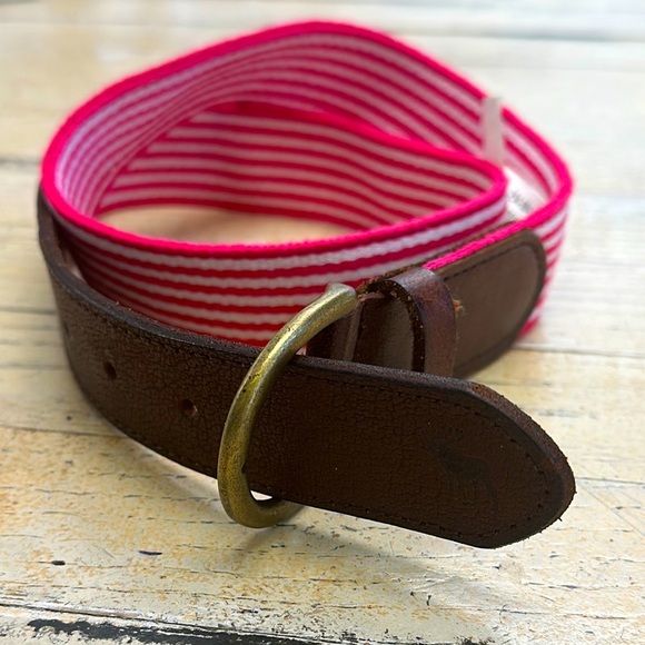 Abercrombie & Fitch Pink and Brown Belt with Gold Buckle - Picture 1 of 5
